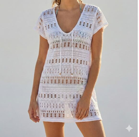 Wave Zone Other - Wave Zone Womens White Swim Cover Up Top Small Cap Sleeve